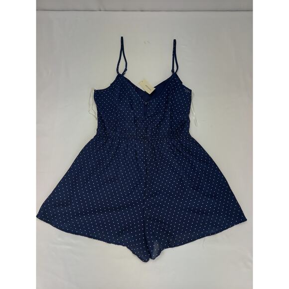 Francescas Trixxi Navy Blue Romper Flounce Cottagecore Polka Dot NEW L - Picture 5 of 12